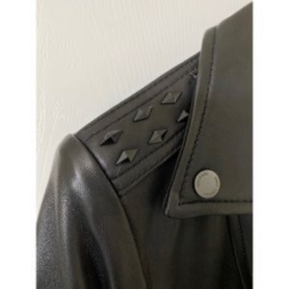 Michael Kors Leather Moto Jacket Black Medium - Picture 7 of 16